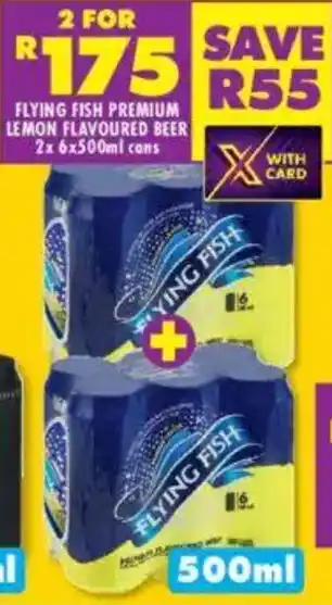 Shoprite Flying fish premium lemon flavoured beer cans offer