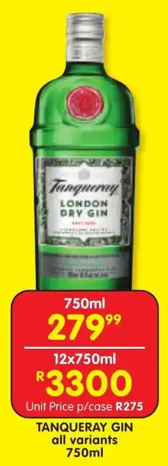 Shoprite Liquor Tanqueray gin all variants offer