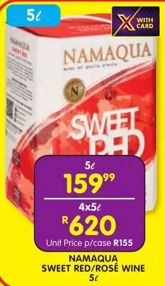 Shoprite Liquor Namaqua sweet red/rosé wine offer