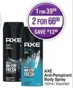 Dis-Chem Axe Anti Perspirant Body Spray Assorted-150ml offer