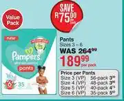 Dis-Chem Pampers Ultra Skin Comfort Pants Sizes 3-6-Per Pack offer