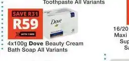 Checkers DOVE BEAUTY CREAM BATH SOAP offer