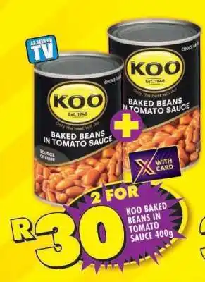 Shoprite Koo Baked Beans in Tomato Sauce 400g offer