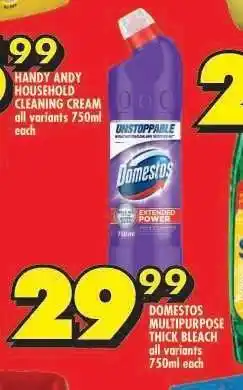 Shoprite DOMESTOS MULTIPURPOSE THICK BLEACH offer