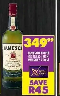 Shoprite Jameson Triple Distilled Irish Whiskey 750ml offer