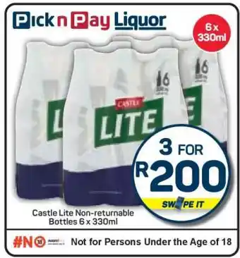 Pick n Pay Hypermarket Castle Lite Non-returnable Bottles offer