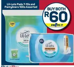 Pick n Pay Hypermarket Lil-Lets Pads 7-10s and Pantyliners 100s Assorted offer