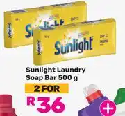 Game Sunlight Laundry Soap Bar-For 2 x 500g offer