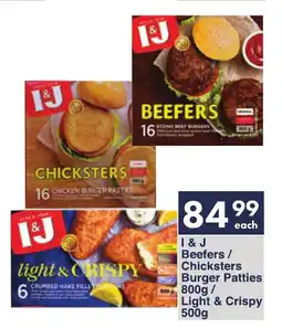 President Hyper I & J Beefers/ Chicksters Burger Patties/ Light & Crispy offer