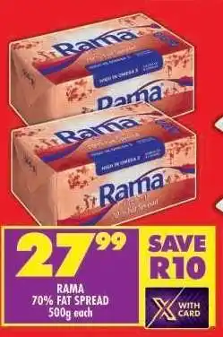 Shoprite RAMA 70% FAT SPREAD 500g each offer