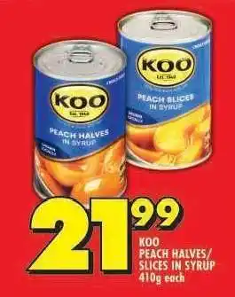 Shoprite KOO PEACH HALVES / SLICES IN SYRUP offer