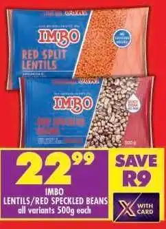 Shoprite IMBO LENTILS/RED SPECKLED BEANS offer