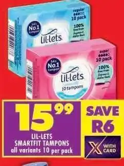 Shoprite LIL-LETS SMARTFIT TAMPONS offer
