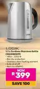 Game Logik 1.7L Cordless Stainless Kettle RSH080599 offer