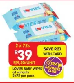 Shoprite Lovies baby wipes all variants offer