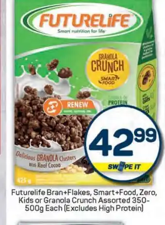 Pick n Pay Futurelife Bran+Flakes, Smart+Food, Zero, Kids or Granola Crunch offer