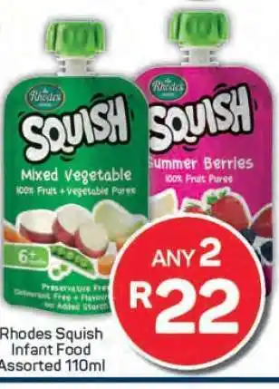 Pick n Pay Rhodes Squish Infant Food Assorted 110ml offer