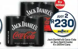 Pick n Pay Jack Daniel's & Coca-Cola or Zero Spirit Cooler 6 x 300ml Cans offer