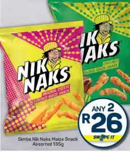 Pick n Pay Simba Nik Naks Maize Snack Assorted 135g offer