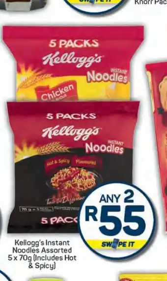 Pick n Pay Kellogg's Instant Noodles Assorted-5 x 70g offer