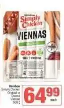 Spar Rainbow Simply Chicken Original or Cheese Viennas offer