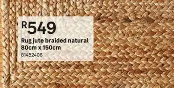 Leroy Merlin Rug jute braided natural 80cm x 150cm offer
