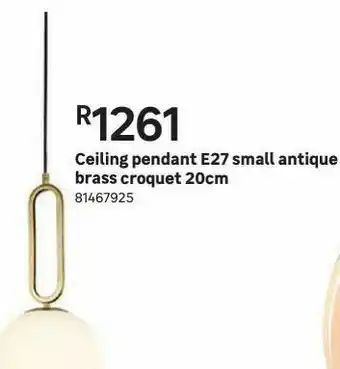 Leroy Merlin Ceiling pendant e27 small antique brass croquet 20cm offer