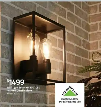 Leroy Merlin Wall light solar pir 100° led inspire omalia black offer