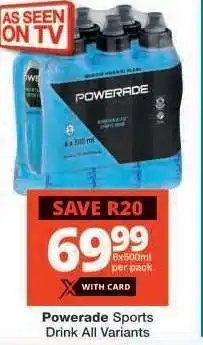 Checkers Powerade Sports Drink All Variants offer
