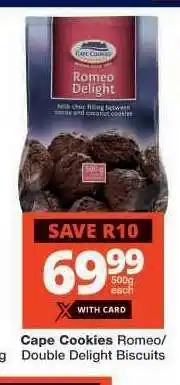 Checkers Cape Cookies Romeo/Double Delight Biscuits offer