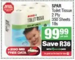 Spar SPAR Toilet Tissue 2 Ply 350 Sheets offer