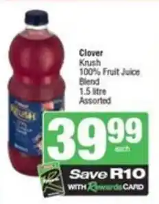 Spar Clover Krush 100% Fruit Juice Blend Assorted offer