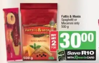 Spar Fattis & Monis Spaghetti or Macaroni offer