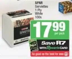 Spar SPAR Serviettes 1 Ply White offer