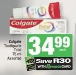 Spar Colgate Toothpaste Total Assorted offer