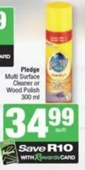 Spar Pledge Multi Surface Cleaner or Wood Polish offer