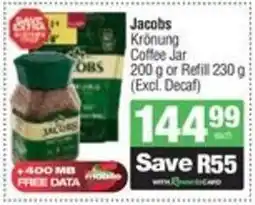 Spar Jacobs Krönung Coffee Jar or Refill (Excl. Decaf) offer