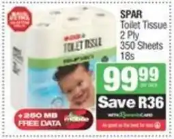 Spar SPAR Toilet Tissue 2 Ply 350 Sheets offer