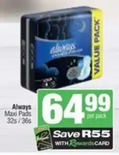 Spar Always Maxi Pads offer