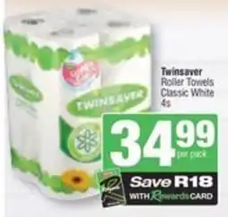 Spar Twinsaver Roller Towels Classic White offer