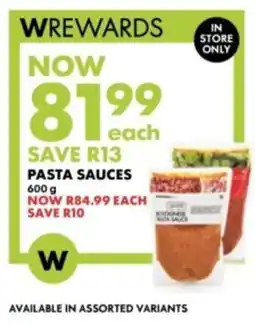 Woolworths Pasta sauces offer