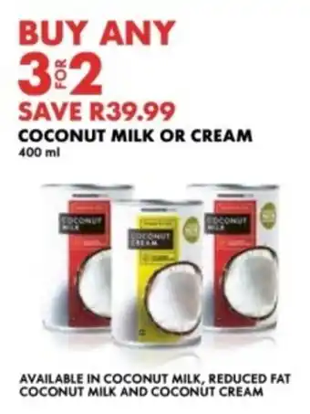 Woolworths Coconut milk or cream offer
