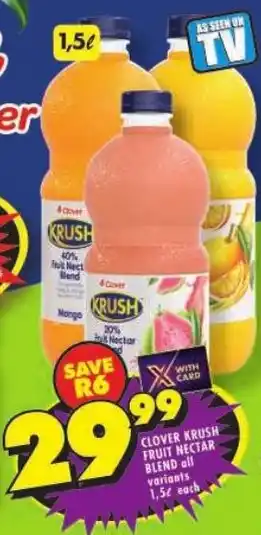 Shoprite Clover krush fruit nectar blend all variants offer