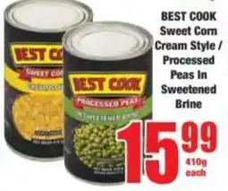 Boxer BEST COOK Sweet Corn Cream Style/ Processed Peas In Sweetened Brine offer