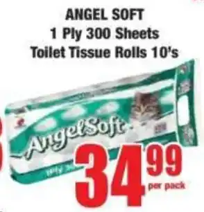 Boxer ANGEL SOFT 1 Ply 300 Sheets Toilet Tissue Rolls offer