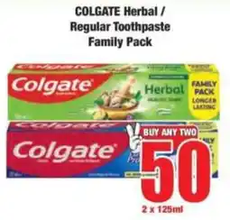 Boxer COLGATE Herbal/ Regular Toothpaste Family Pack offer
