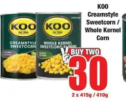 Boxer KOO Creamstyle Sweetcorn / Whole Kernel Corn offer