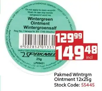 Pakmed Wintrgrn Ointment 12x25g