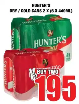 Boxer Liquors Hunter's dry/gold cans offer