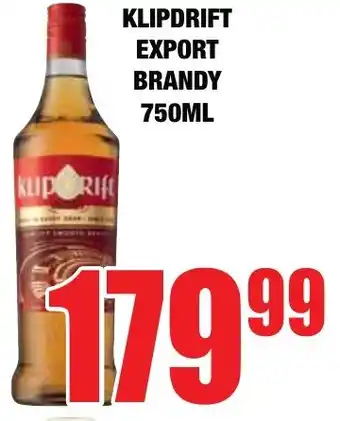 Boxer Liquors Klipdrift export brandy offer